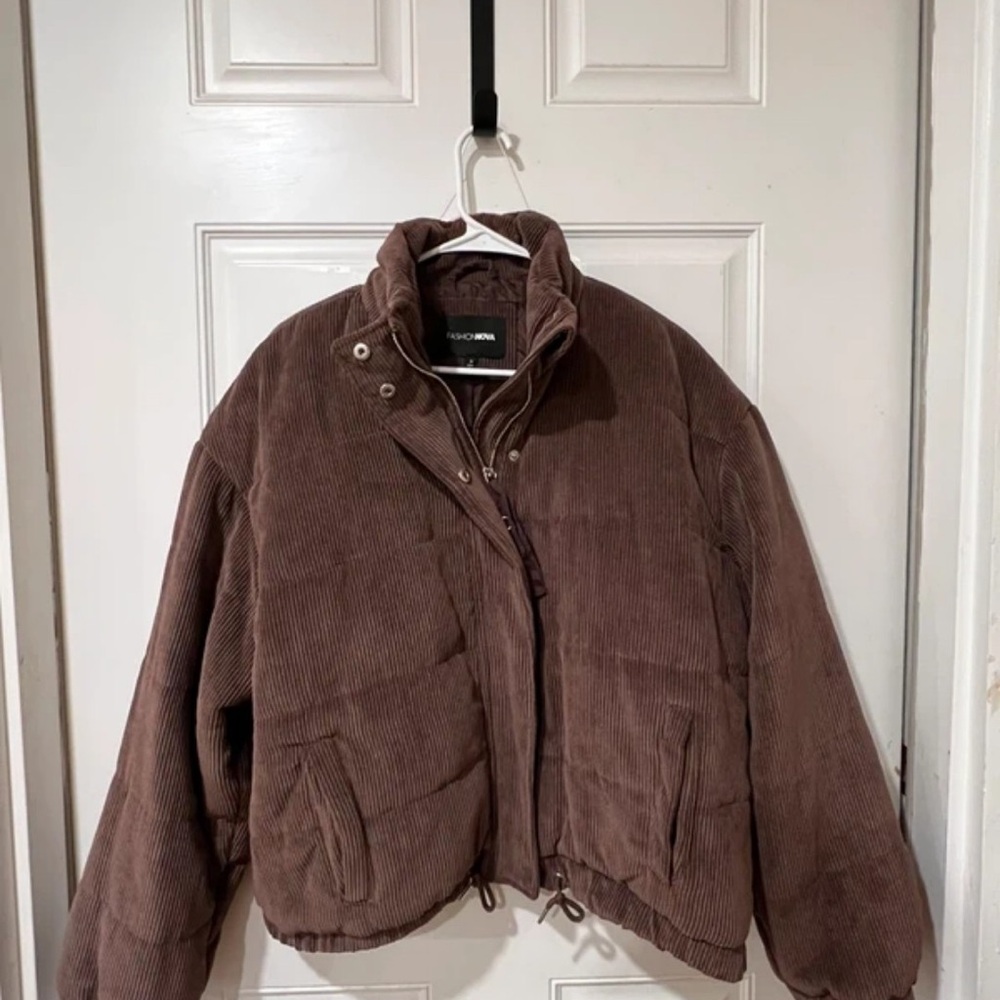 Fashion Nova Chocolate Corduroy Puffer Jacket